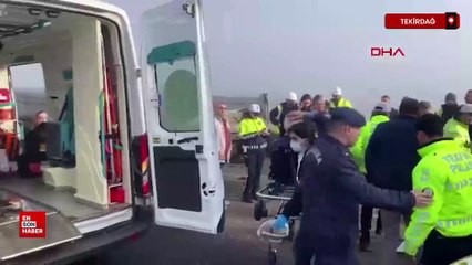 Tekirdağ’da işçi servisi ile tırın çarpıştığı kaza meydana geldi