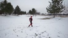 Deadpool vs Spiderman in real life snow fight