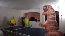 T-Rex vs Ninja Turtle Pizza Fight IRL