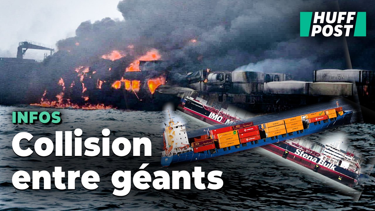 Un pétrolier en feu après une collision en mer du Nord, les images sont impressionnantes