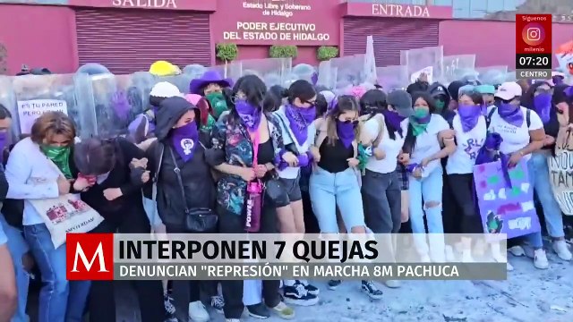 Interponen 7 quejas en Derechos Humanos por represión policial en marcha del 8M en Pachuca