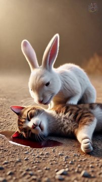 A brave rabbit saves an injured kitten from a cruel person🐰 #RabbitRescue #CuteAnimals #AnimalRescue-5625