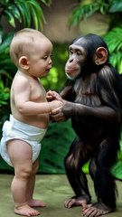 The monkey and the baby are very much in love and hang out together. b02