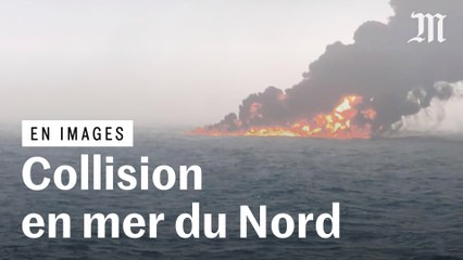 Collision en mer du Nord : les images des flammes
