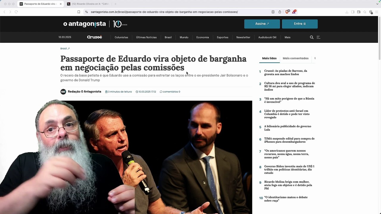 COLIGAÇÃO PT-STF diz que SE EDUARDO ficar com COMISSÃO de RELAÇÕES EXTERIORES, vai perder PASSAPORTE