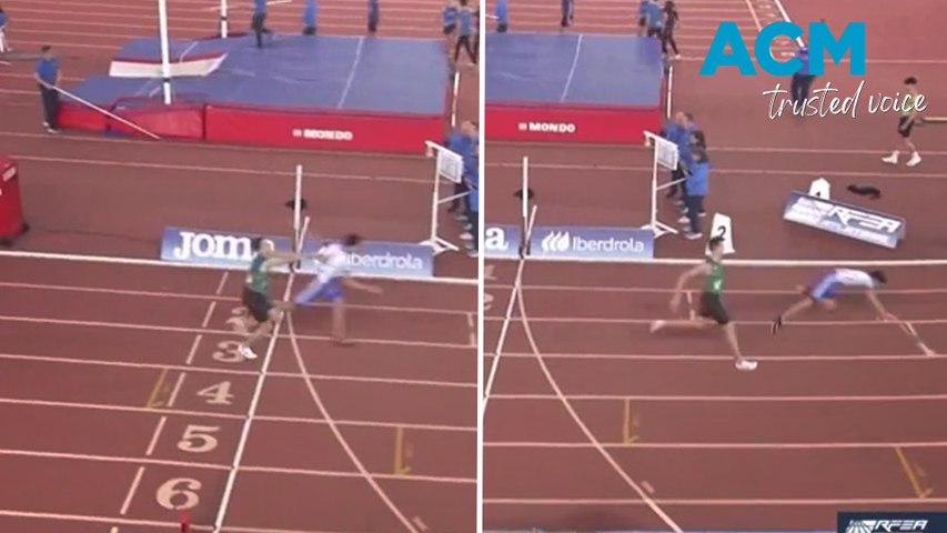 Moment athlete's shocking act at finish line causes disqualification ...