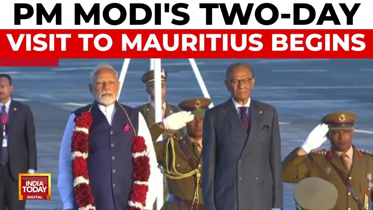 PM Modi arrives in Mauritius, receives grand welcome