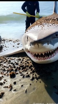 🦈✨ Epic Shark Rescue! Team Cleans Giant Shark Covered in Barnacles! 😱🌊