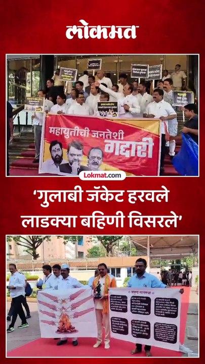 लाडक्या बहिणींसाठी विधानभवनाच्या पायऱ्यांवर आंदोलन, विरोधकांनी काय केलं?