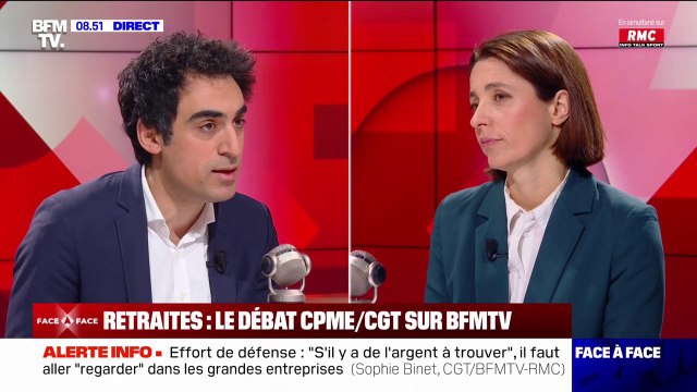 C'est dangereux, c'est jouer à la roulette russe : l'échange entre Sophie Binet (CGT) et Amir Reza-Tofighi (CPME) sur la retraite par capitalisation