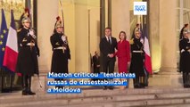 Emmanuel Macron recebe presidente da Moldova no Eliseu