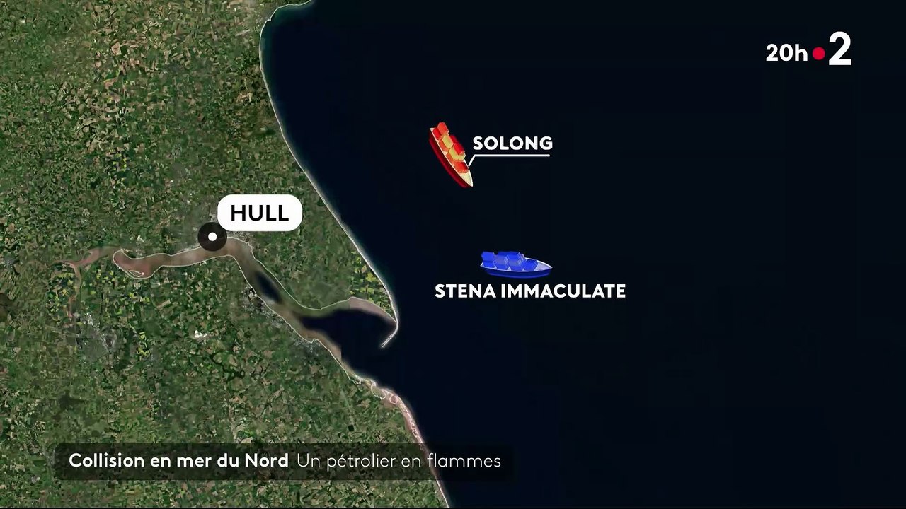 Un pétrolier et un cargo sont entrés en collision en mer du Nord - Une personne hospitalisée et 36 autres marins "sains et saufs" - Un réservoir du pétrolier contenant du kérosène s’est brisé - VIDEO