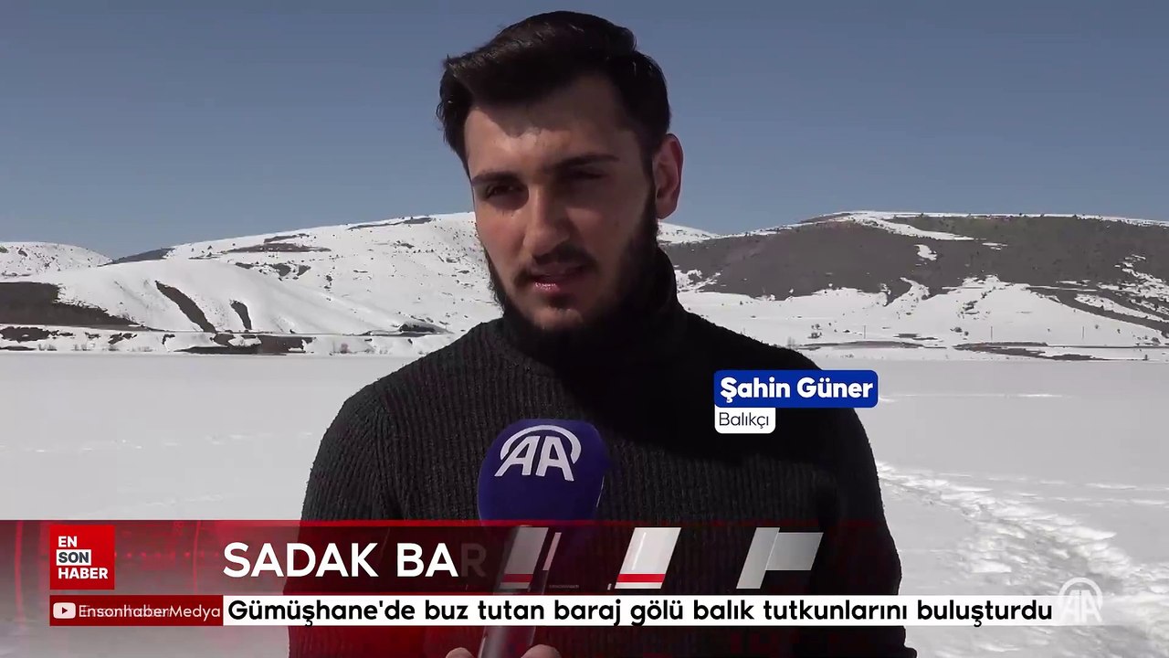 Gümüşhane'de buz tutan baraj gölü balık tutkunlarını buluşturdu