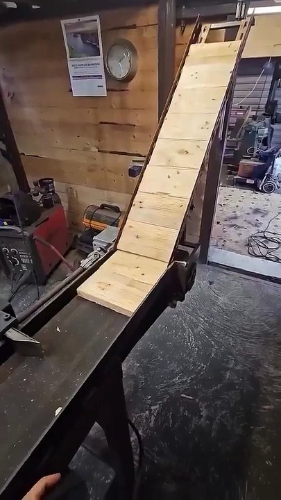 fire wood chopper in action