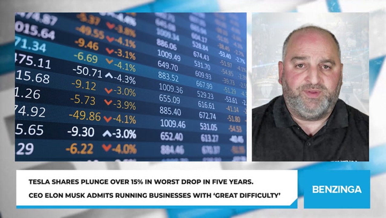 Tesla Shares Plunge Over 15% in Worst Drop in Five Years. CEO Elon Musk Admits Running Businesses With ‘Great Difficulty’