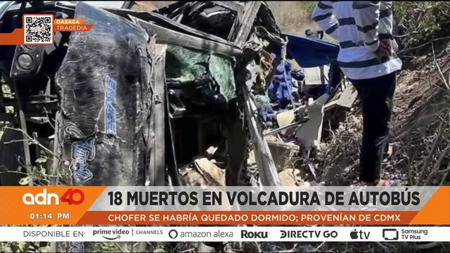 Al menos 8 muertos y 25 heridos tras volcadura de autobús en carretera de Oaxaca