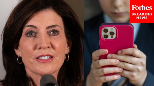 New York Governor Kathy Hochul Holds Press Briefing On Push To Restrict Smartphone Use In Schools