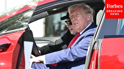 Trump Gets Behind Wheel Of Tesla For First Time At Surprise Press Gaggle With Musk