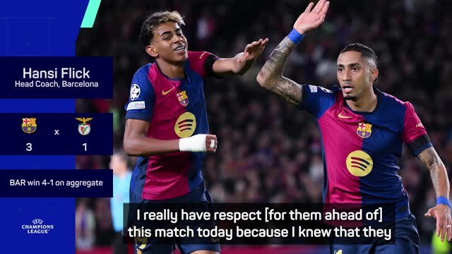 Flick pleased as 'dominant' Barcelona make Champions League last eight