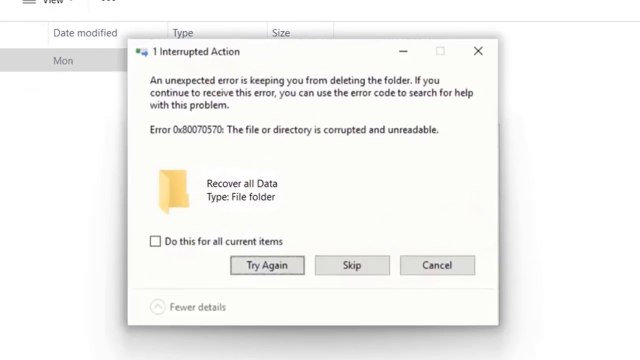 Solved - An unexpected error that is keeping you from copying - deleting - moving the file / folder