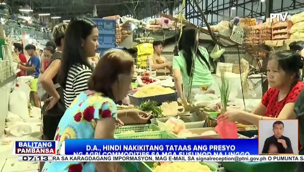 D.A., hindi nakikitang tataas ang presyo ng agri commodities sa mga susunod na linggo