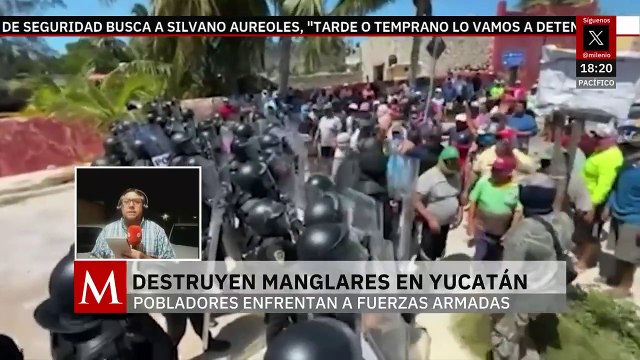 Pobladores de Yucatán se enfrentan a elementos de Fuerzas Estatales por devastación de manglares