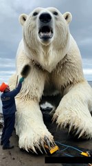 🐻‍❄️✨ Rescuing a Giant Polar Bear! Cleaning Off Barnacles with a Brush! 🧼💙