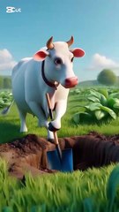 Cute Cow Farming Apple Tree