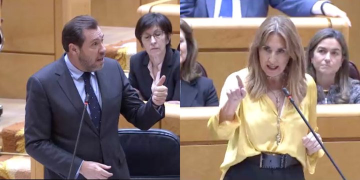 Óscar Puente pierde los nervios cuando una senadora del PP pregunta por las señoritas de compañía de Ábalos