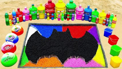 How to make Rainbow Batman Logo with Orbeez, Balloons of Fanta, Coca Cola vs Mentos & Popular Sodas