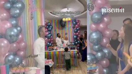 Cinsiyet partisinde korku dolu anlar! Helyum dolu balonu çakmakla patlattılar