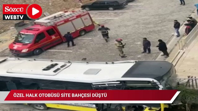 Otobüs istinat duvarını aşıp, otomobilin üstüne düştü; şoför ağır yaralandı