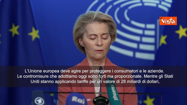 Dazi Usa, von der Leyen: Rammaricati per decisione Trump, contromisure per 26 mld euro