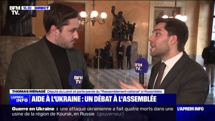 "Un texte un peu fourre-tout": Thomas Ménagé, député RN, justifie le refus de son parti de voter la résolution sur l'aide à l'Ukraine