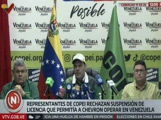 Partido COPEI rechaza suspensión de licencia de Chevron para seguir operando en Venezuela