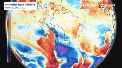 Anomalia de temperatura horária entre a quarta (12) e sexta-feira (14).