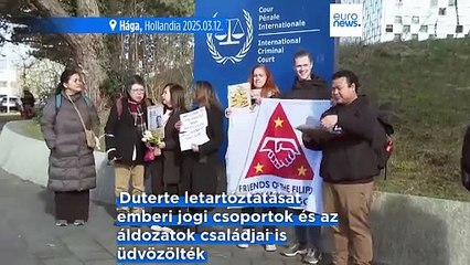 Duterte már Hágában van, tüntetők várták a Nemzetközi Büntetőbíróság előtt