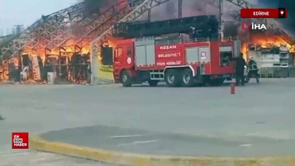 Edirne'de mobilya satışı yapılan çadırda yangın