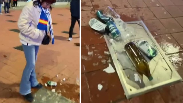 La valentía de una madridista limpiando la placa de Courtois