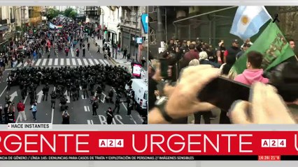 🚨MÁXIMA TENSIÓN EN LA MARCHA: CAMIONES HIDRANTES, GASES Y VARIOS DETENIDOS