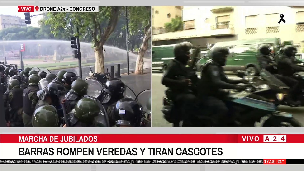 🚨MÁXIMA TENSIÓN EN CONGRESO: AVANZA LA POLICÍA MOTORIZADA CON BALAS DE GOMA