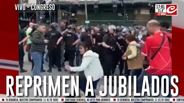 Brutal represión a los jubilados e hinchas: bala de goma, piedrazos y gas pimienta