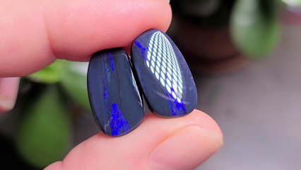 Black Picture Opal Pair, 9.60tcw from Lighting Ridge, Australia
