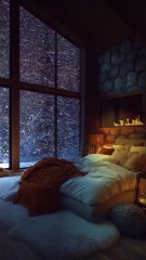 Winter Bedroom Retreat with Fireplace.