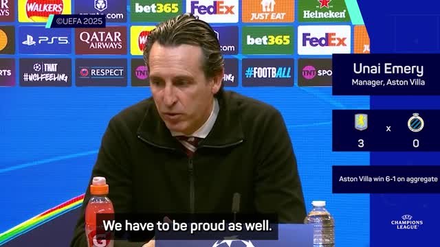Emery 'proud' to see Villa compete with Europe's elite