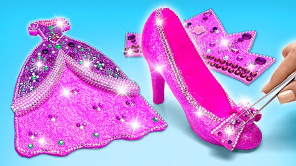Comment créer la tenue rose pailletée d’Ariel avec de l’argile et des cristaux || DIY AMUSANT !👑🧜‍♀️
