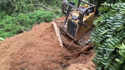 D6R XL Bulldozer Formation Terrace in Steep Oil Palm Plantation