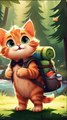 Orange cat goes on cooking and camping adventures in the forest #cat