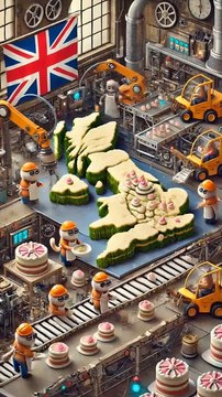 Tiny Cat Engineers Build the Ultimate UK Cake in a Futuristic Factory! 🍰🐱🤖