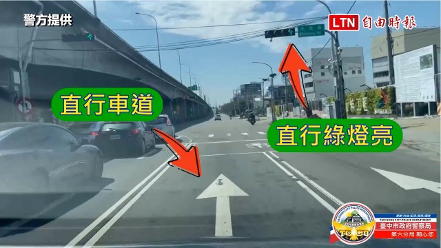 「NG直行」踩雷！ 台中西屯魔王級路口 2個月狂開3056張罰單（警方提供）